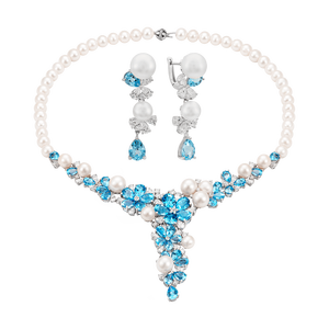 Bộ trang sức Vàng trắng 14K đính Ngọc trai Freshwater PNJ 00006-00009