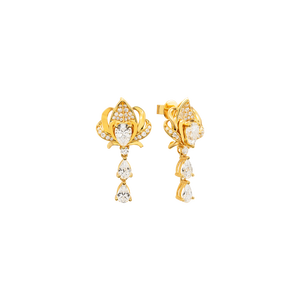 Bông tai cưới Vàng 18K đính đá ECZ PNJ Trầu Cau XMXMY006013