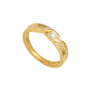 Nhẫn cưới Vàng 18K đính đá ECZ PNJ Trầu Cau XMXMY009666