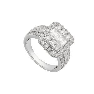 Nhẫn Vàng trắng 10K đính đá ECZ PNJ XMXMW003881