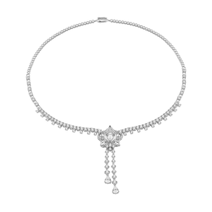 Dây cổ cưới Vàng Trắng 10K đính đá ECZ PNJ Trầu Cau XMXMW000373