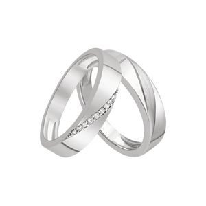 Cặp nhẫn cưới Vàng trắng 14K PNJ Trầu cau 02804-11767