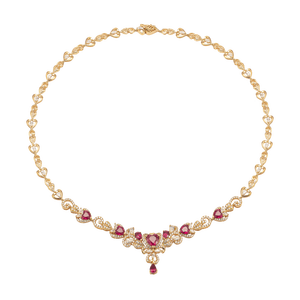 Dây cổ cưới Vàng 18K đính đá Ruby PNJ Trầu Cau RBMXY000022