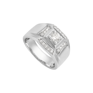 Nhẫn nam kim cương Vàng trắng 14K PNJ DDDDW003826