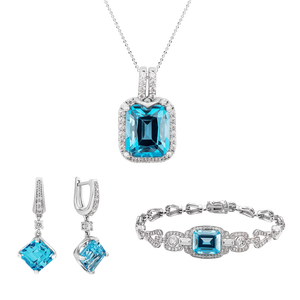 Bộ trang sức Vàng trắng 14K đính đá Topaz PNJ 00194-00074