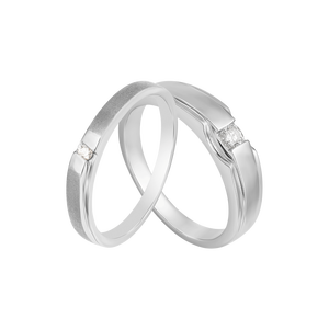 Cặp nhẫn cưới Kim cương Vàng trắng 14K PNJ Chung Đôi 00193-00202