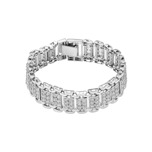 Lắc tay nam Vàng trắng 10K đính đá ECZ PNJ XM00W000236