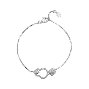 Lắc tay Vàng Trắng 10K đính đá ECZ PNJ Kim Bảo Như Ý XMXMW000507