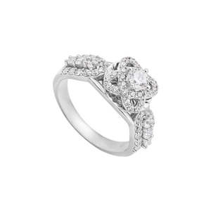 Nhẫn Vàng Trắng 10K đính đá ECZ PNJ Kim Bảo Như Ý XMXMW004643