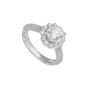 Nhẫn cưới Vàng Trắng 10K đính đá ECZ PNJ Trầu Cau XMXMW004080