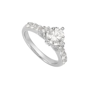 Nhẫn cưới Vàng Trắng 10K đính đá ECZ PNJ Trầu Cau XMXMW004081