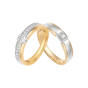Cặp nhẫn cưới Kim cương Vàng 18K PNJ 00552-00476