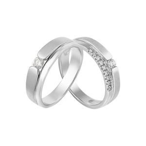 Cặp nhẫn cưới Kim cương Vàng trắng 14K PNJ 00552-01240