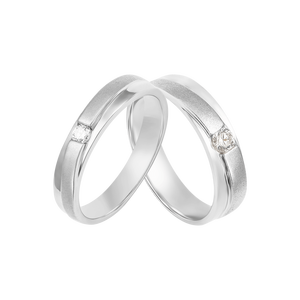 Cặp nhẫn cưới Kim cương Vàng trắng 14K PNJ Chung Đôi 00634-00625