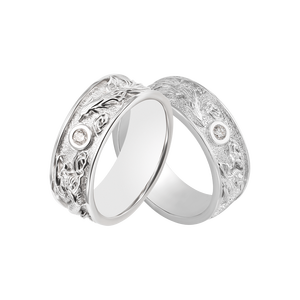 Cặp nhẫn cưới Kim cương Vàng trắng 14K PNJ Long Phụng 01311-00640