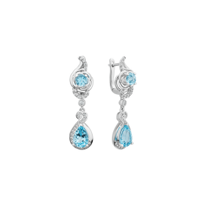 Bông tai Vàng Trắng 14K đính đá Topaz PNJ Audax Rosa TPMXW000018