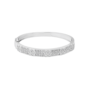 Vòng tay Vàng Trắng 10K đính đá ECZ PNJ Kim Bảo Như Ý XMXMW001200