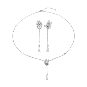 Bộ trang sức Vàng trắng 10K đính đá ECZ PNJ Audax Rosa 02513-000394