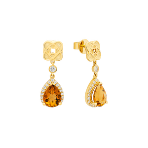 Bông tai Vàng 18K đính đá Citrine PNJ Kim Bảo Như Ý CTXMY000197