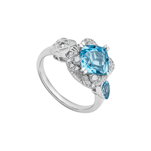 Nhẫn Vàng Trắng 14K đính đá Topaz PNJ Kim Bảo Như Ý TPMXW000024