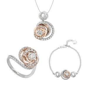 Bộ trang sức Vàng 10K đính đá ECZ PNJ Audax Rosa 00275-000048