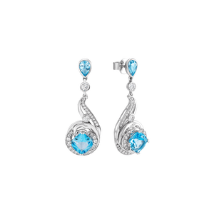 Bông tai Vàng Trắng 14K đính đá Topaz PNJ Audax Rosa TPMXW000017