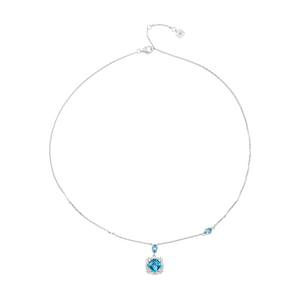 Dây cổ Vàng Trắng 14K đính đá Topaz PNJ Kim bảo như ý TPMXW000033