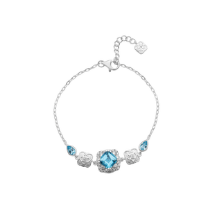 Lắc tay Vàng Trắng 14K đính đá Topaz PNJ Kim Bảo Như Ý TPMXW000015