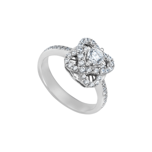 Nhẫn Vàng Trắng 10K đính đá ECZ PNJ Kim Bảo Như Ý XMXMW004644