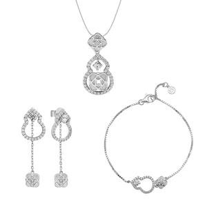 Bộ trang sức Vàng trắng 10K đính đá ECZ PNJ Kim Bảo Như Ý 02603-00507