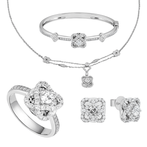 Bộ trang sức Vàng trắng 10K đính đá ECZ PNJ Kim Bảo Như Ý 01199-004644