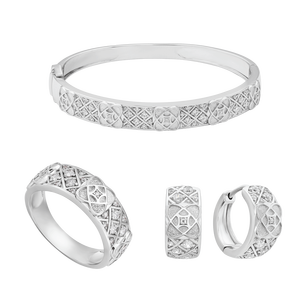 Bộ trang sức Vàng trắng 10K đính đá ECZ PNJ Kim Bảo Như Ý 04645-002602