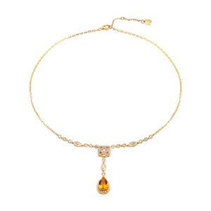 Dây cổ Vàng 18K đính đá Citrine PNJ Kim Bảo Như Ý CTXMY000029