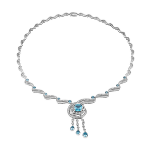 Dây cổ Vàng Trắng 14K đính đá Topaz PNJ Audax Rosa TPMXW000030