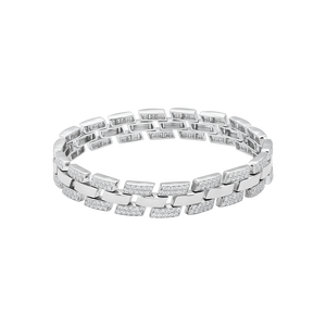 Lắc tay nam Vàng trắng 10K đính đá ECZ PNJ XM00W000328