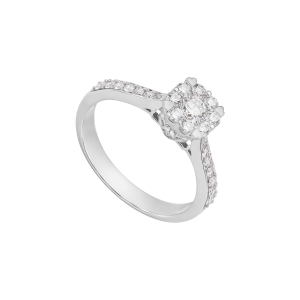 Nhẫn cưới Kim cương Vàng Trắng 14K PNJ Trầu Cau DDDDW011760