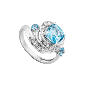 Nhẫn Vàng Trắng 14K đính đá Topaz PNJ Audax Rosa TPMXW000022