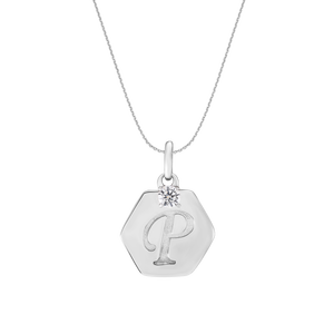 Mặt dây chuyền Kim cương Vàng Trắng 14K PNJ chữ P DD00W000645