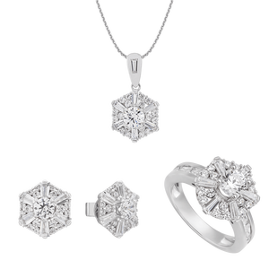 Bộ trang sức Vàng trắng 10K đính đá ECZ PNJ 02742-004720