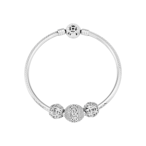 Vòng tay Vàng Trắng Ý 18K đính đá ECZ PNJ XM00W000364