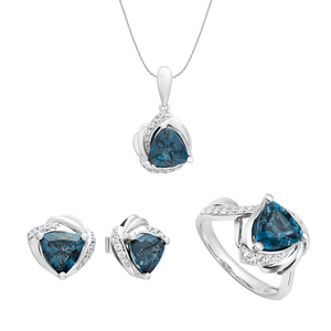 Bộ trang sức Vàng Trắng 14K đính đá Topaz PNJ 00025-00663