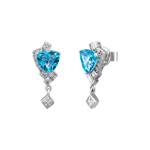 Bông tai Vàng Trắng 14K Đính đá Topaz PNJ TPXMW000249