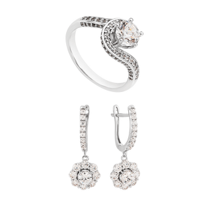 Bộ trang sức Vàng trắng 14K đính đá ECZ PNJ 00153-02218