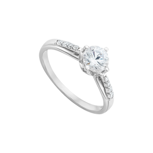 Nhẫn Vàng trắng 10K đính đá ECZ PNJ XMXMW000122