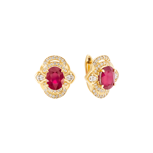 Bông tai Vàng 18K đính đá Ruby PNJ RBXMY000256