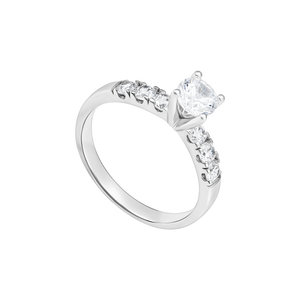 Nhẫn Vàng trắng 10K đính đá ECZ PNJ Royal XMXMW000140