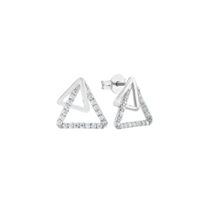 Bông tai bạc đính đá PNJSilver hình tam giác XM00K000145