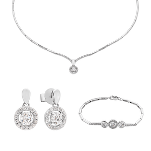 Bộ trang sức Vàng trắng 10K đính đá ECZ PNJ Hạnh Phúc 00111-00048