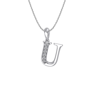 Mặt dây chuyền Kim cương Vàng Trắng 14K PNJ chữ U DDDDW002578