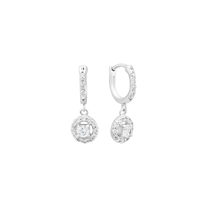 Bông tai Bạc đính đá PNJSilver khoen tròn XMXMK000086